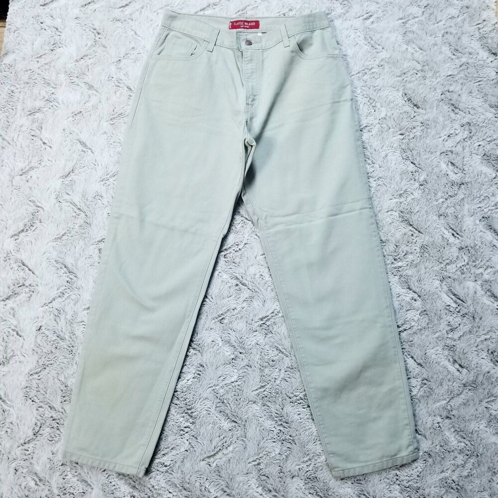 Levis Jeans Womens 14 Mis Light Green 550 Relaxed Fit Tapered Leg Light Wash...